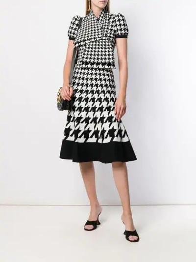 Shop Alexander Mcqueen Houndstooth Jacquard Midi Knit Dress - Black