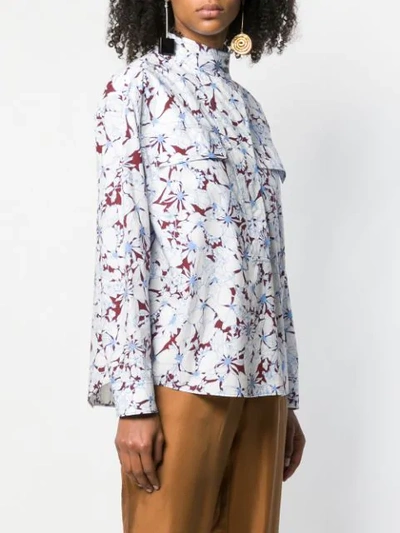 Shop Cedric Charlier Floral Print Shirt In White