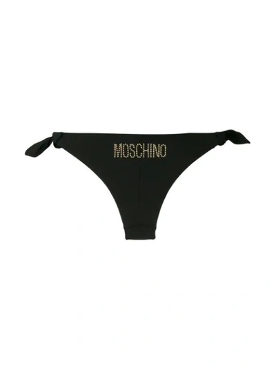 Shop Moschino Studded Bikini Bottom In Black