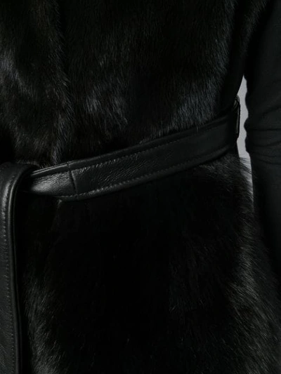 Shop Blancha Sleeveless Belted Coat In Black