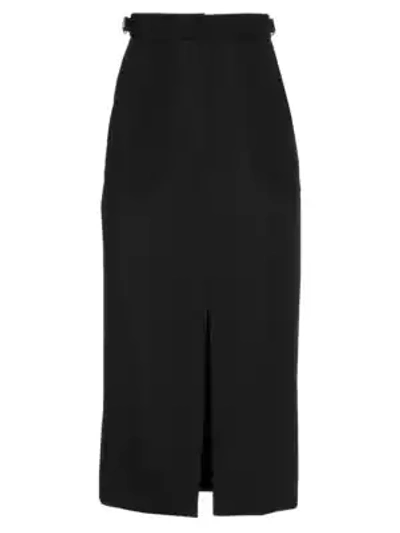 Shop Fendi Wool Gabardine Pencil Skirt In Black