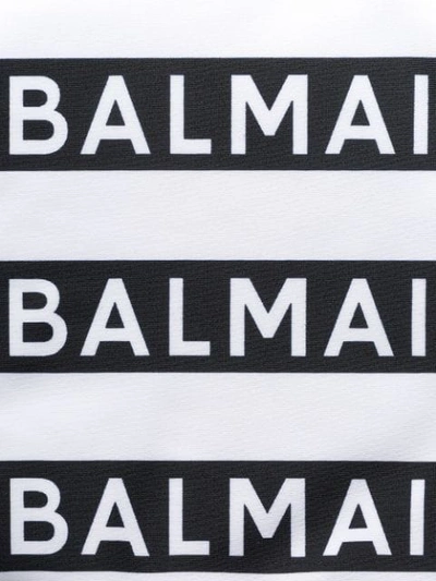 Shop Balmain Logo-stripe Swimsuit In 201 Black White