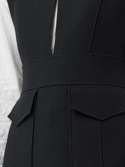 Shop Burberry Keyhole Detail Sleeveless Wool Silk Top In Black