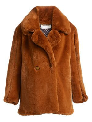 Each X Other Faux Fur Teddy Coat In Beige Modesens