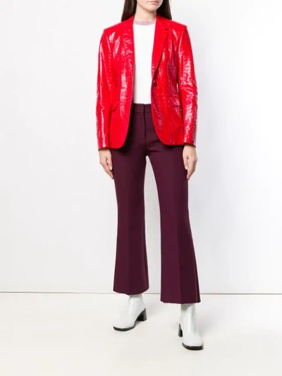 MSGM 鳄鱼纹效果及踝靴 - 红色