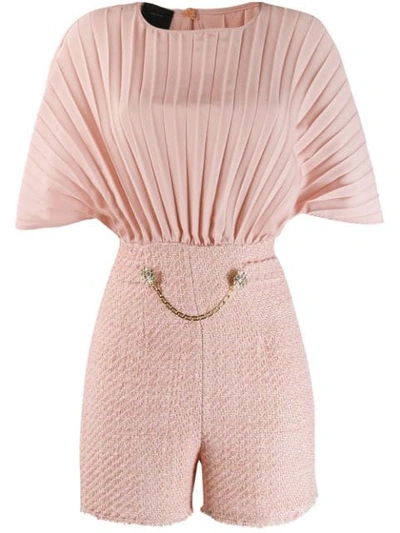Shop Pinko Short-sleeve Fitted Playsuit In Pink