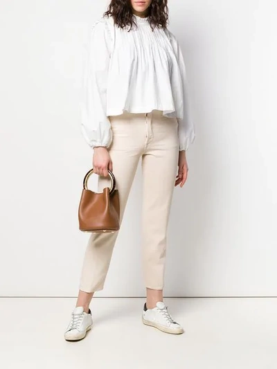 Shop Golden Goose Cropped High Waisted Jeans In Neutrals