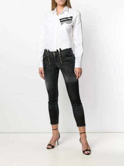 Dsquared2 Printed Lace Appliqué Shirt In White
