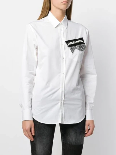 Dsquared2 Printed Lace Appliqué Shirt In White