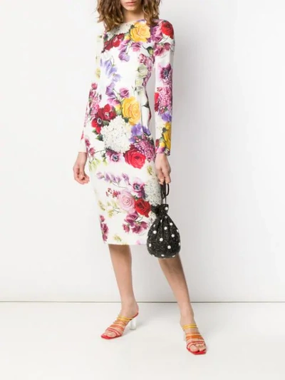 Shop Dolce & Gabbana Floral Print Pencil Dress In Haw86 Ortensie Fiori Naturale