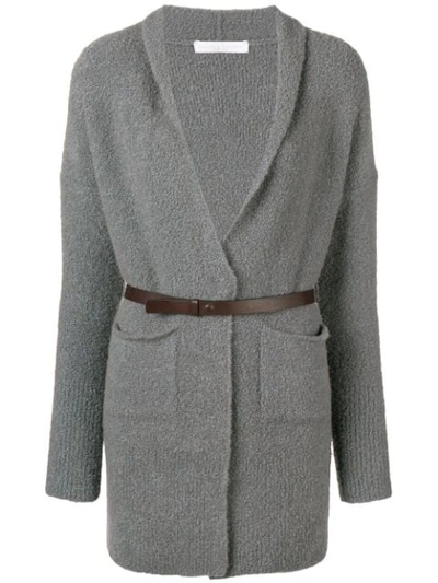 Shop Fabiana Filippi Long Sleeved Cardigan In Grey