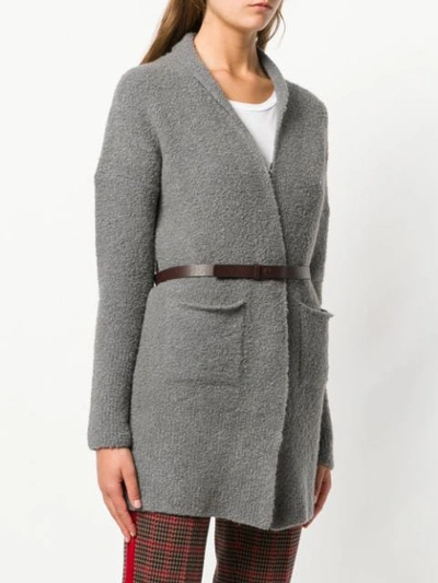 Shop Fabiana Filippi Long Sleeved Cardigan In Grey