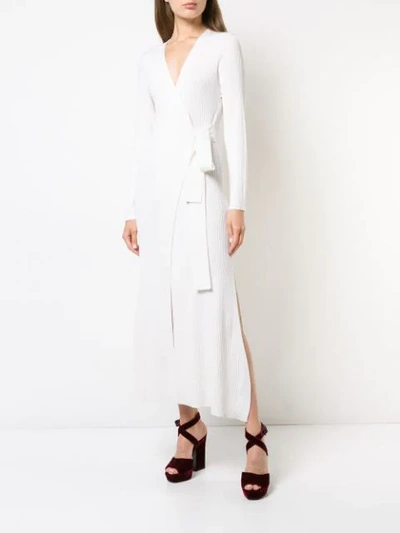 Shop Osman Long Wrap Cardigan In White