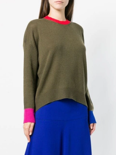 Shop Marni Colourblock Sweater In Green