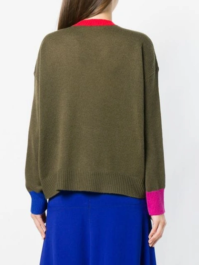 Shop Marni Colourblock Sweater In Green