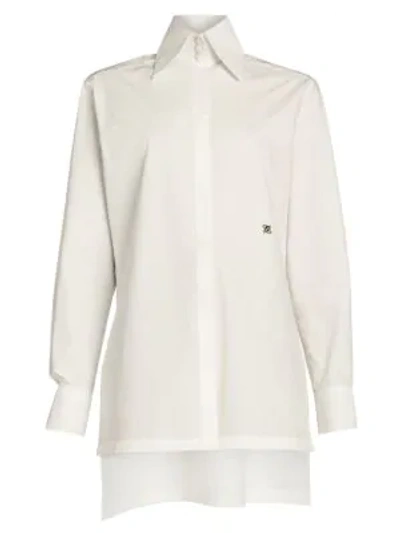 Shop Fendi Embroidered Monogram Cotton Taffeta Shirt In White