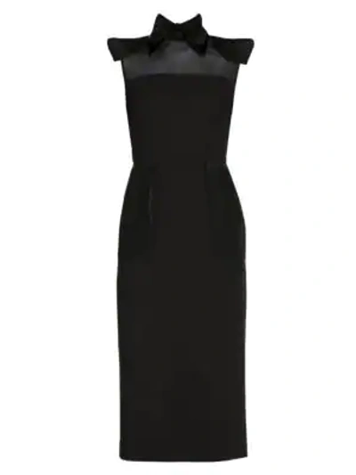 Shop Fendi Mesh Insert Wool Gabardine Sleeveless Dress In Black