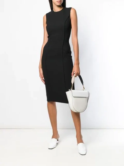 Shop Victoria Beckham Fitted Midi Dress In Black