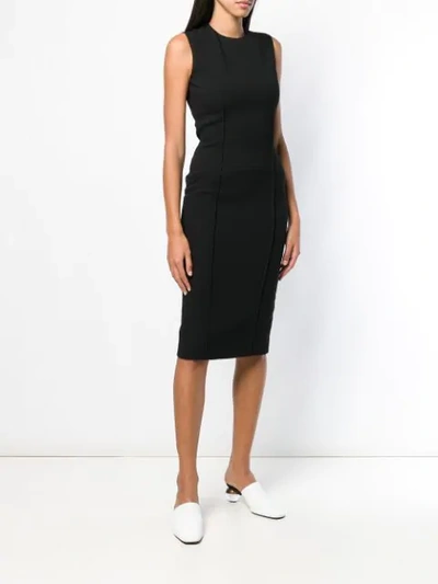 Shop Victoria Beckham Fitted Midi Dress In Black