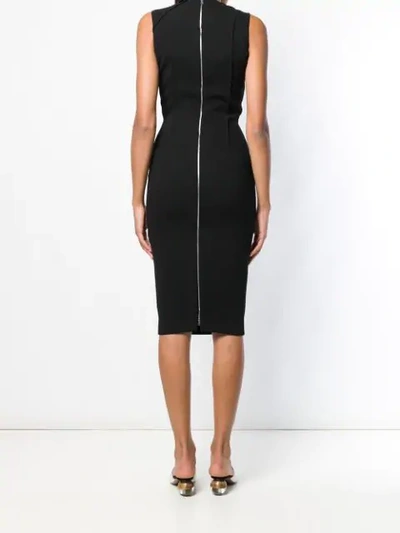 Shop Victoria Beckham Fitted Midi Dress In Black