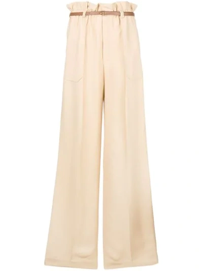 Shop Chloé Paper Bag-waisted Palazzo Pants In 24p Hot Sand