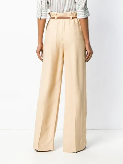 Shop Chloé Paper Bag-waisted Palazzo Pants In 24p Hot Sand