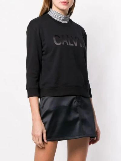 Shop Calvin Klein Jeans Est.1978 Cropped Logo Print Sweatshirt In Black