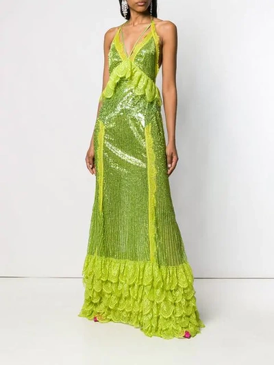 Shop Amen Sleeveless Sequin Gown In 005 Green