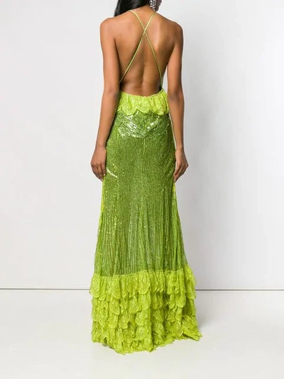 Shop Amen Sleeveless Sequin Gown In 005 Green