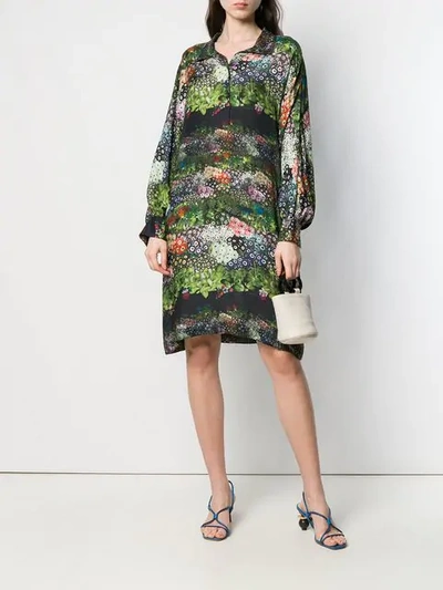 Shop Ailanto Floral Shirt Dress In Black