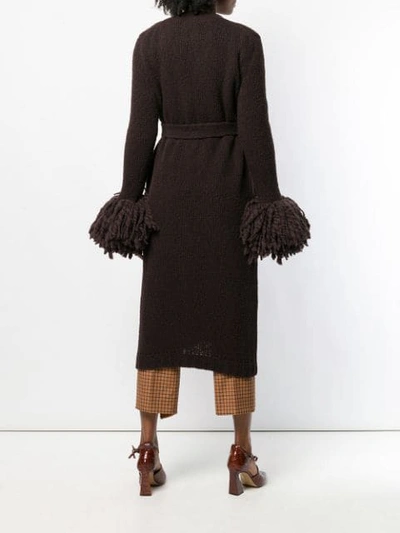 Shop Bottega Veneta Long Knitted Cardi-coat In Brown