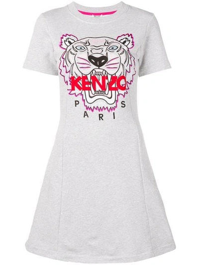 Shop Kenzo Tiger T-shirt Dress In Grey