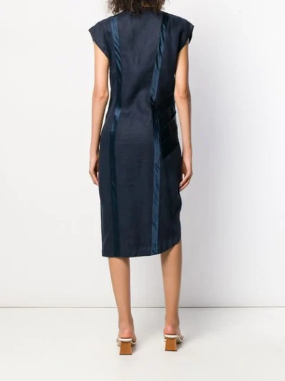 Pre-owned Versace 1980's Envelope Style Asymmetric Dress In Blue