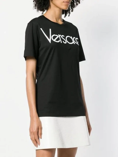 Shop Versace Logo Print T-shirt In Black