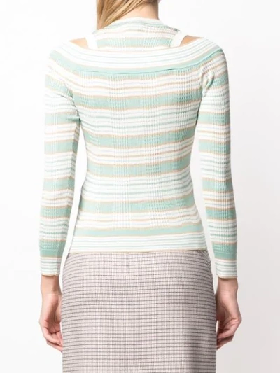 Shop Fendi Striped Layered Look Knitted Top In Green