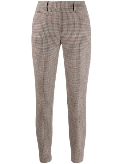 Shop Dondup Check Print Skinny Trousers In Neutrals