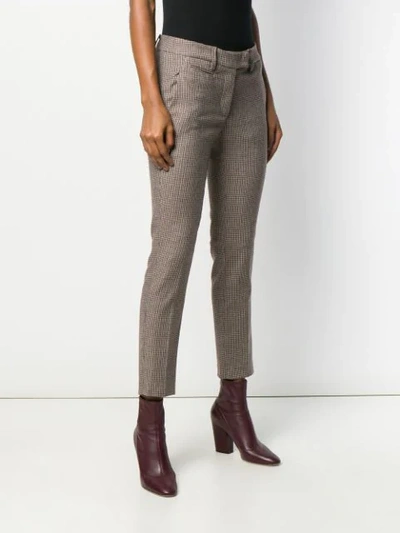 Shop Dondup Check Print Skinny Trousers In Neutrals