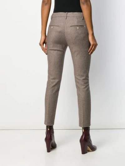 Shop Dondup Check Print Skinny Trousers In Neutrals