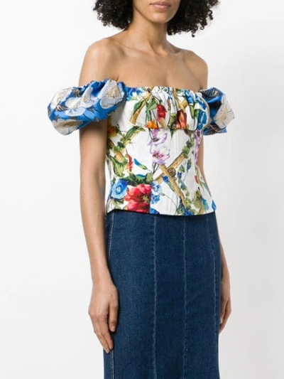 Shop Dolce & Gabbana Floral Print Corset Off The Shoulder Top In Multicolour