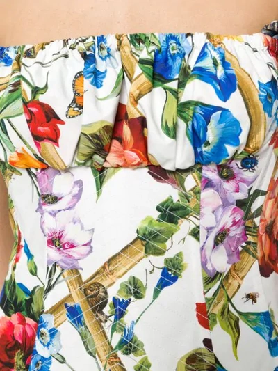 Shop Dolce & Gabbana Floral Print Corset Off The Shoulder Top In Multicolour