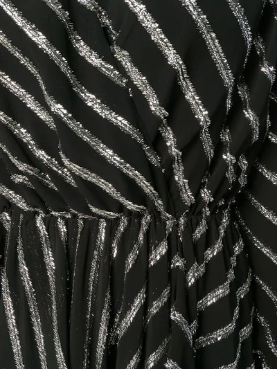 Shop Msgm Striped Dress In Black
