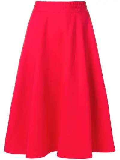 Shop Msgm Elasticated Full Skirt In Red