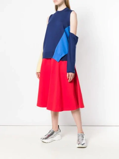 Shop Msgm Elasticated Full Skirt In Red