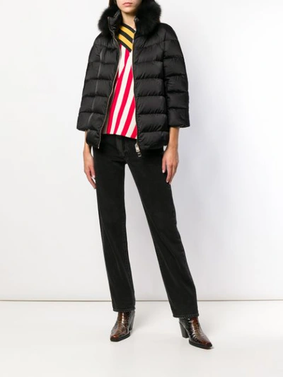 Shop Herno Fur Collar Puffer Jacket - Black
