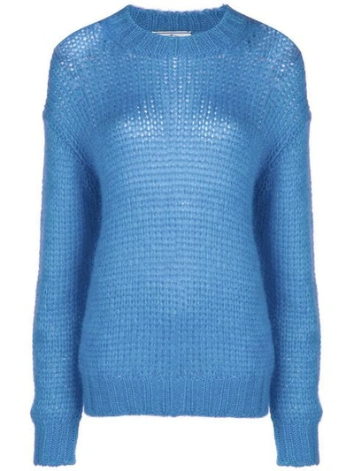 Shop Prada Dropped Shoulder Knit Jumper In Blue