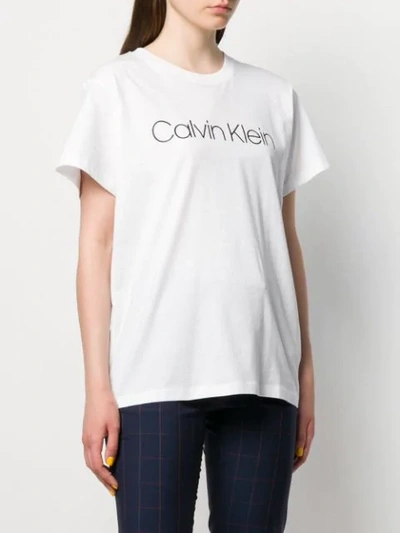 Shop Calvin Klein Logo Print Crew Neck T-shirt In White