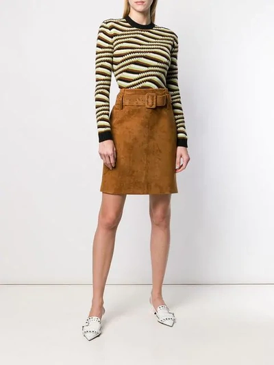 Shop Prada Optical Stripe Sweater In Brown