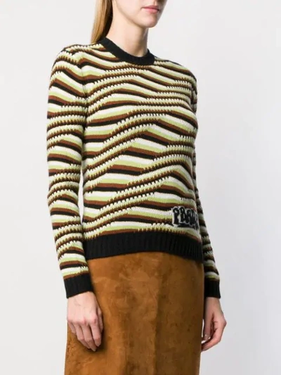 Shop Prada Optical Stripe Sweater In Brown