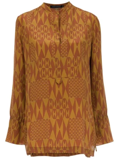 Shop Andrea Marques Printed Silk Blouse In Orange