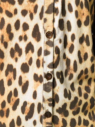 Shop Moschino Animal Print Cardigan In Brown